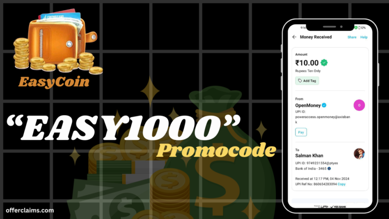 EasyCoin Promocode ” EASY1000 ” || 100% Payment Verify